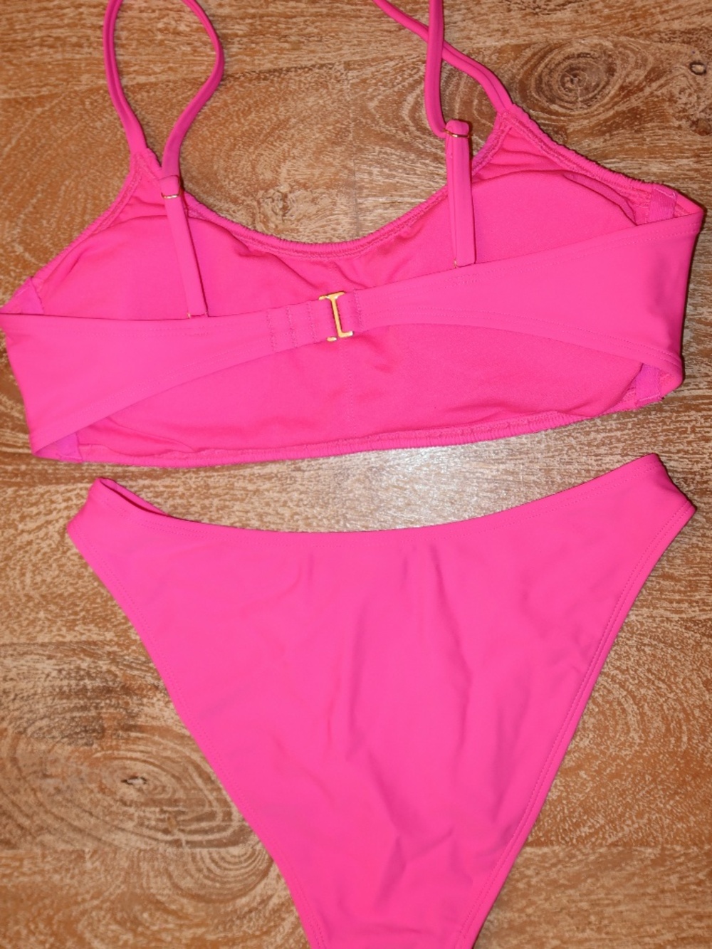 Women Hot Pink Bikini Size L Top Size S Bottoms